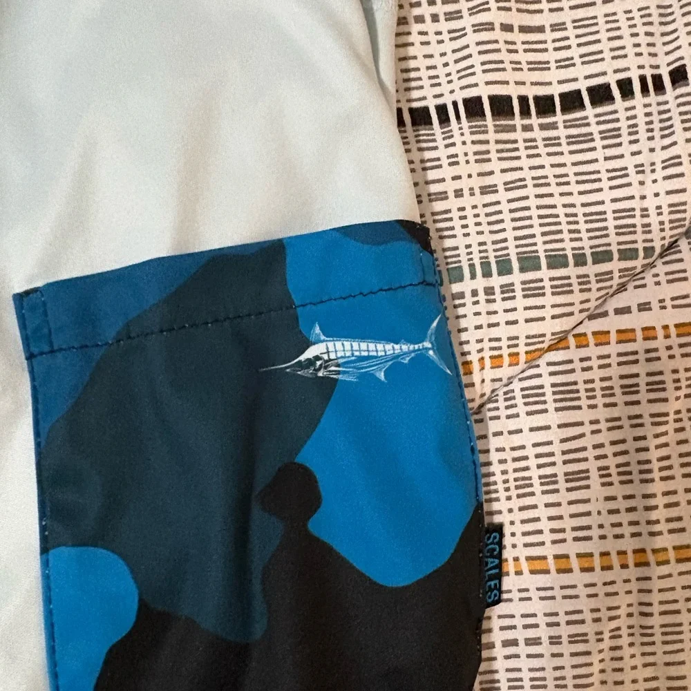 Light Blue Men's Tee with Camouflage Pocket athletic performance - Picture 3 of 4